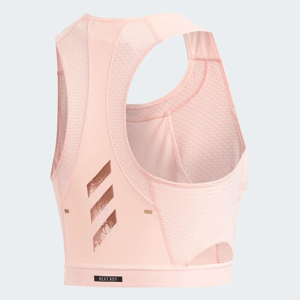 NWOT adidas Womens HEAT.RDY Cropped Running Tank Haze Coral-Size XS - Picture 4 of 7